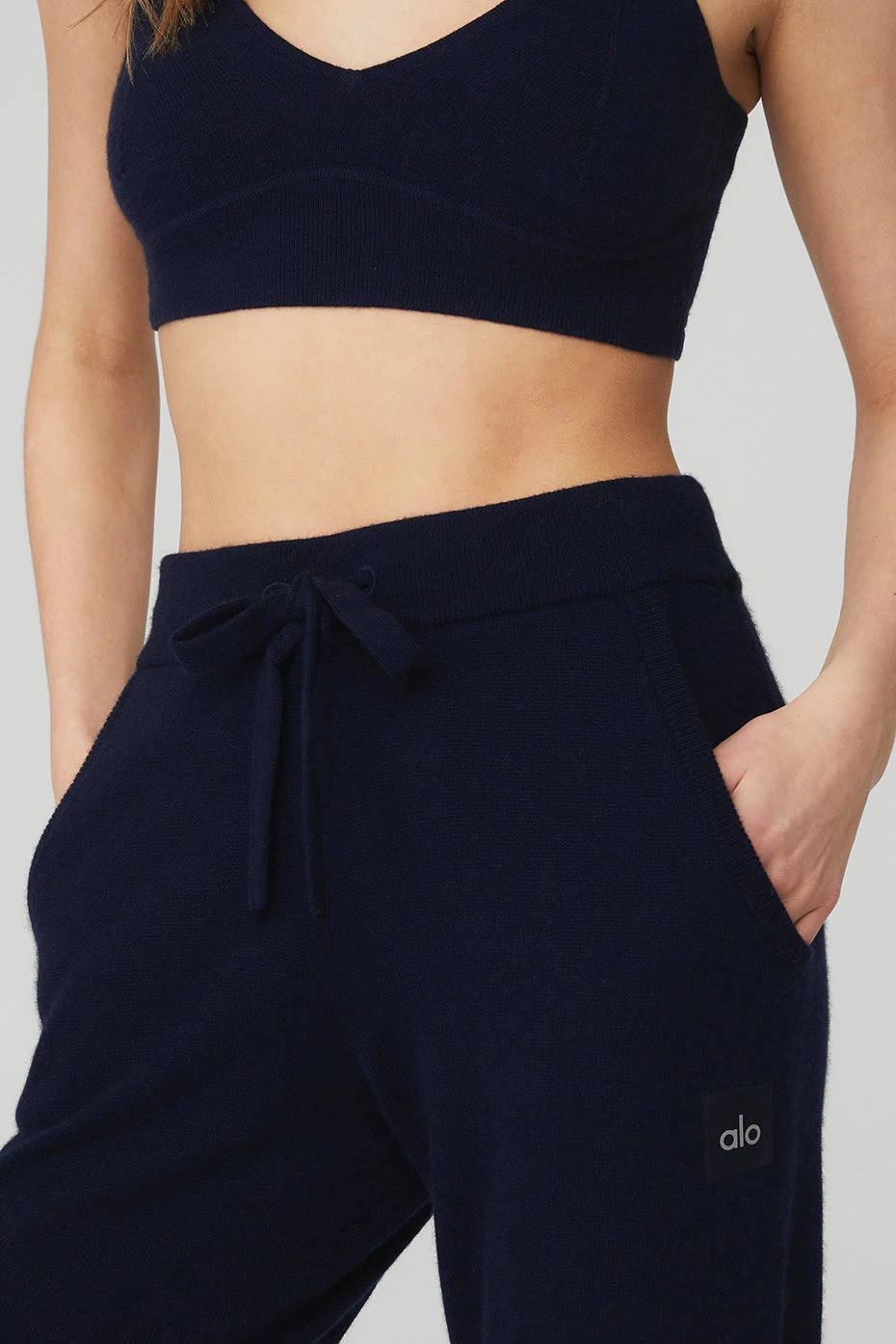 High-Waist Cashmere Jet Set Pant - Navy 6 High-Waist Cashmere Jet Set Pant - Navy - Image 4