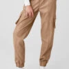 Faux Leather Power Hour Jogger - Toasted Almond 2 Faux Leather Power Hour Jogger - Toasted Almond -Alo Fashion Store W51339R 05131 b1 s1 a1 1 m177