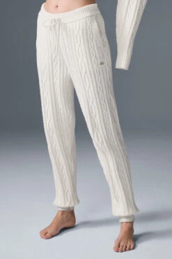 Cable Knit Winter Bliss Pant - Ivory 10 Cable Knit Winter Bliss Pant - Ivory -Alo Fashion Store W51353R 03299 b1 s1 a3 1 m177
