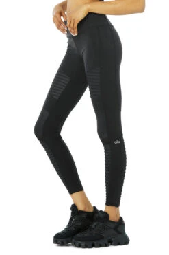 Moto Legging - Black/Black Glossy 8 Moto Legging - Black/Black Glossy -Alo Fashion Store W5434R 00785 b1 s1 a2 1 M70