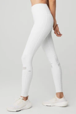 High-Waist Moto Legging - White/White Glossy -Alo Fashion Store W5494R 00784 b1 s1 a2 1 m54