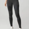 High-Waist Moto Legging - Anthracite/Anthracite Glossy -Alo Fashion Store W5494R 02224 b1 s1 a1 1 m82