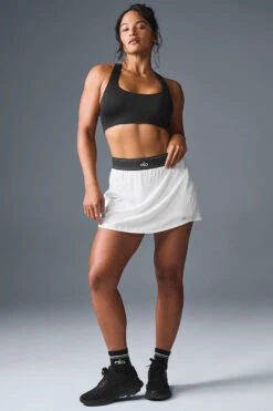Match Point Tennis Skirt - White 9 Match Point Tennis Skirt - White -Alo Fashion Store W6240R 00 b1 s1 a3 m196