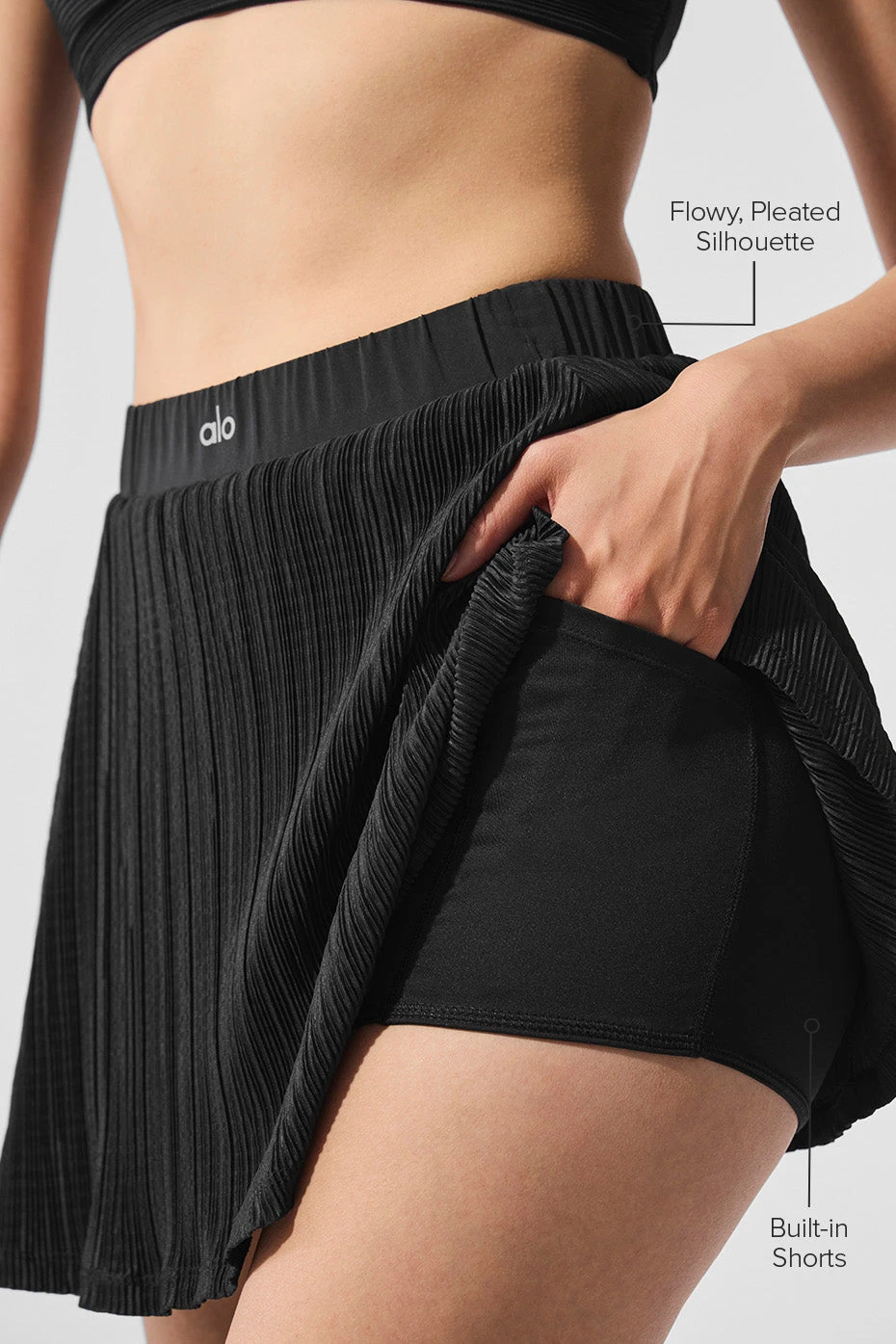 Micro Plisse Tennis Skirt - Black 4 Micro Plisse Tennis Skirt - Black - Image 2