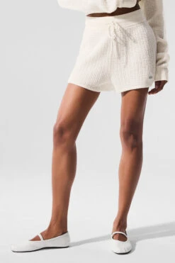 Cashmere High-Waist Plush Waffle Short - Ivory