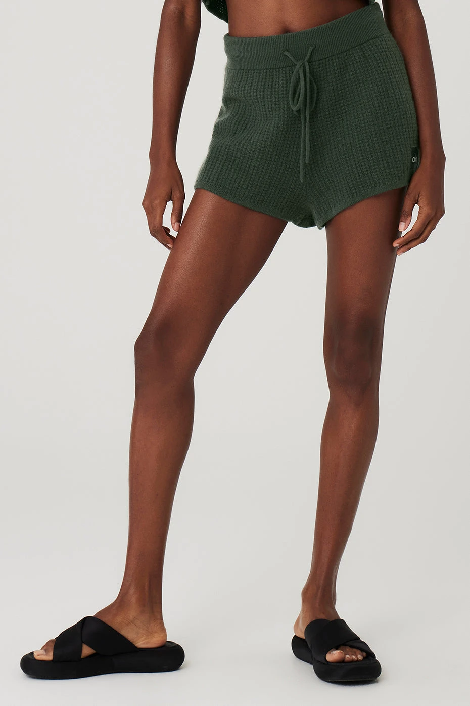 Cashmere High-Waist Plush Waffle Short - Dark Cactus 3 Cashmere High-Waist Plush Waffle Short - Dark Cactus
