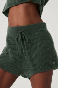 Cashmere High-Waist Plush Waffle Short - Dark Cactus 9 Cashmere High-Waist Plush Waffle Short - Dark Cactus -Alo Fashion Store W6342R 04059 b1 s1 a4 1 m100