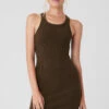 Goddess Ribbed Go-To Dress - Espresso -Alo Fashion Store W8207R 04046 b1 s1 a2 1 m177