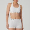 Icon Ribbed Henley Bra - White 2 Icon Ribbed Henley Bra - White -Alo Fashion Store W9316R 00 b1 s1 a1 m89